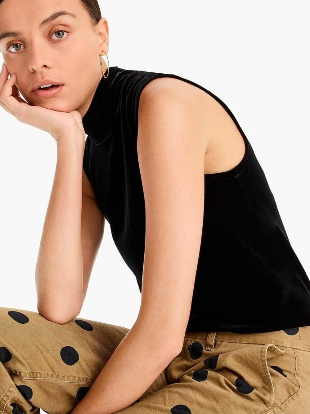 J.Crew Jeans Velvet Mockneck Tank In Black Size Small